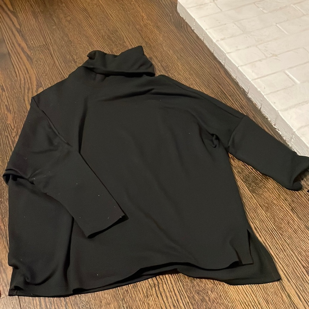 Caslon black turtleneck three quarter sleeve